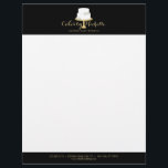Elegant White Cake with Florals II Cake Decorating Letterhead<br><div class="desc">Coordinates with the Elegant White with Florals II Cake Decorating Business Card Template by 1201AM. An elegant white tiered cake decorated with white flowers sits atop a faux gold cake stand for a beautiful aesthetic on this bakery or cake decorator's letterhead template. Update the calligraphic text with your name or...</div>