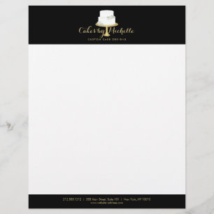 Elegant White Cake with Florals II Cake Decorating Letterhead