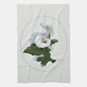 Elegant White Calla Lilies Kitchen Towel