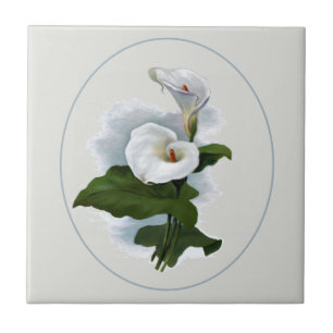 Elegant White Calla Lilies Tile