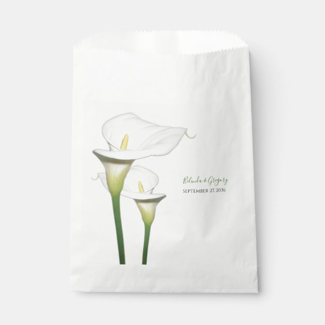 Elegant White Calla Lilies Wedding Favour Bag (Front)