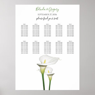 Elegant White Calla Lilies Wedding Seating Chart