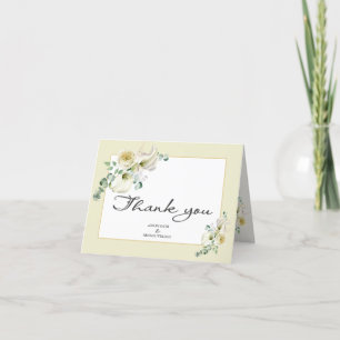 Elegant White Calla Lily & Eucalyptus Wedding Than Thank You Card