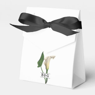 Elegant White Calla Lily Green Botanical Wedding Favor Box