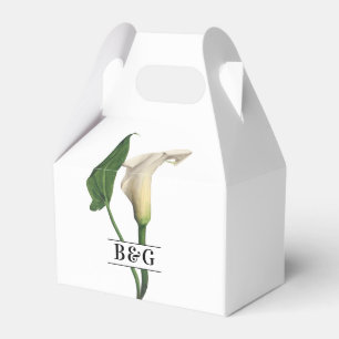 Elegant White Calla Lily Green Botanical Wedding Favor Box