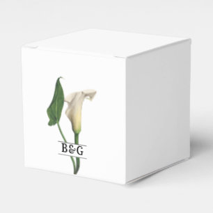 Elegant White Calla Lily Green Botanical Wedding Favor Box