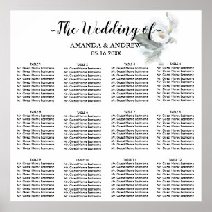 Elegant White Calla Lily Wedding Seating Chart