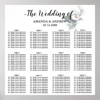 Elegant White Calla Lily Wedding Seating Chart