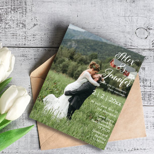 elegant white calligraphy photo wedding invitation flyer