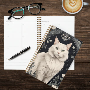 Elegant White Cat Planner