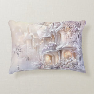 Elegant White Christmas Accent Pillow