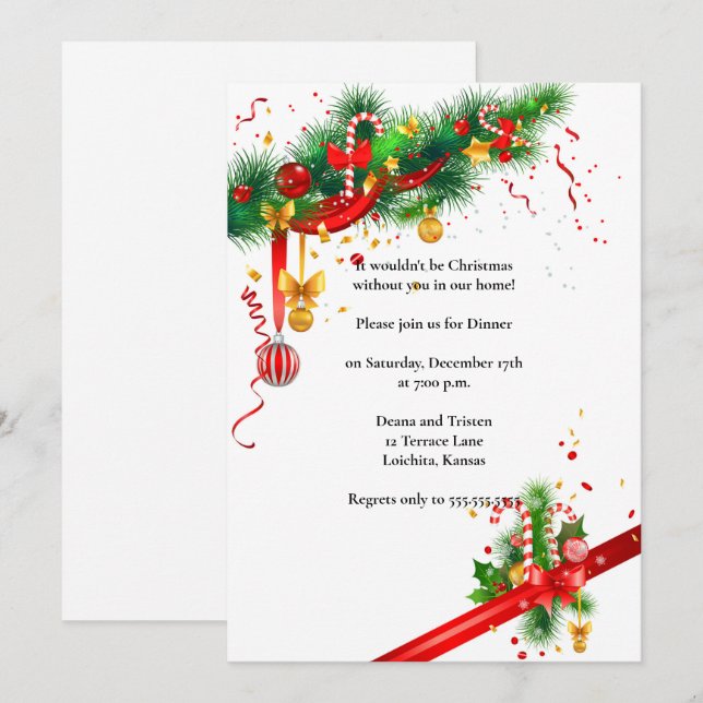 Elegant White Christmas Design Party Invitation (Front/Back)