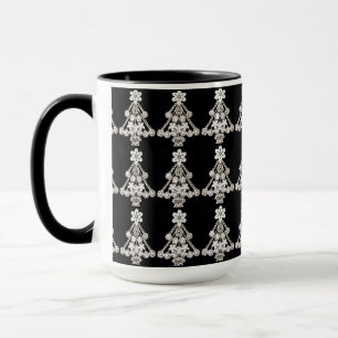 Elegant White Christmas Ornament Over Black Mug