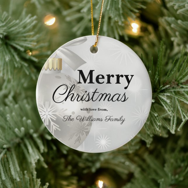 Elegant White Christmas Photo Memento Ornament  (Tree)