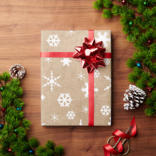 Elegant White Christmas Snowflake Pattern Wrapping Paper