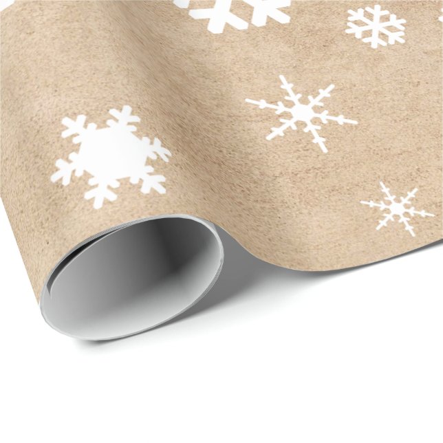 Elegant White Christmas Snowflake Pattern Wrapping Paper (Roll Corner)