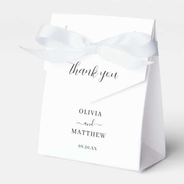 Elegant White Classic Minimalist Wedding Favor Box (Front Side)