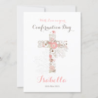 Elegant white confirmation floral cross name