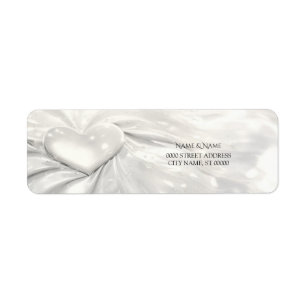 Élégant White Cream Heart Adresse de retour Label