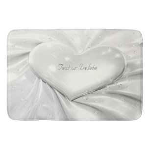 Elegant White Cream Heart Bath Mat