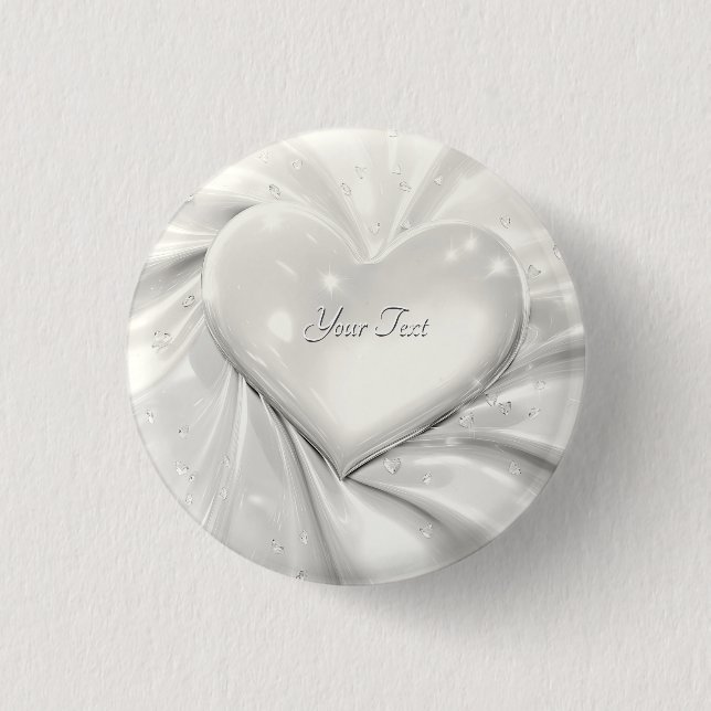 Elegant White Cream Heart Button (Front)