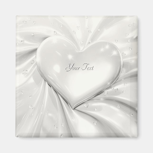 Elegant White Cream Heart Magnet (Front)