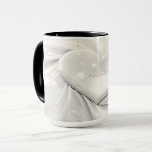 Elegant White Cream Heart Mug
