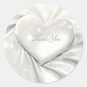 Elegant White Cream Heart Seal Wedding Sticker
