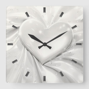 Elegant White Cream Heart Wall Clock