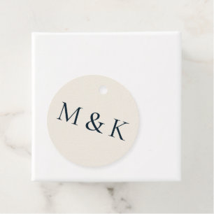 Elegant White Cream Initials Wedding Engagement Favour Tags