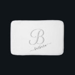 Elegant White Custom Monogram Name  Bath Mat<br><div class="desc">This is a lovely elegant white towel with with a unique custom multi-colour Monogram / initial (providing a special effect) and with your first name. It will create a soft and inviting atmosphere and gentle enough to be able to do a variety of coordination effects. It will create beautiful bathroom...</div>