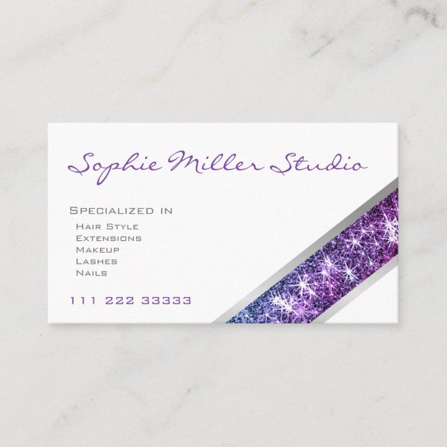 Elegant White Custom Photo Services and Open Hours Business Card (Front)