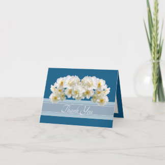 Elegant White Daffodil Bouquet Floral Thank You Card