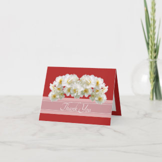 Elegant White Daffodil Bouquet Floral Thank You Card