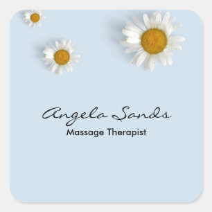 Elegant white daisies blue square sticker