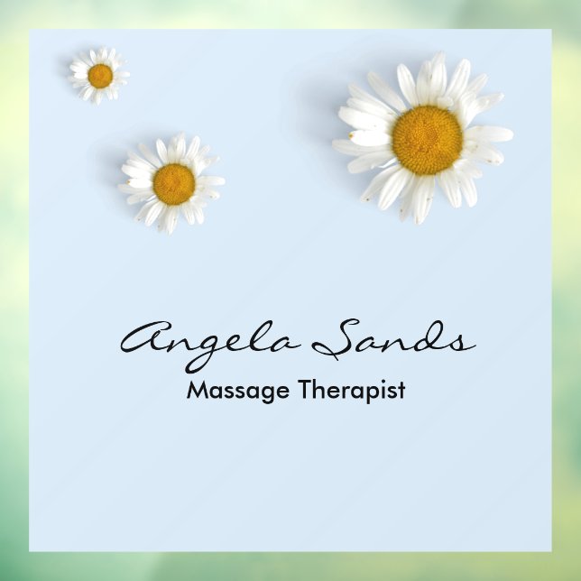 Elegant white daisies blue window cling (Sheet 3)