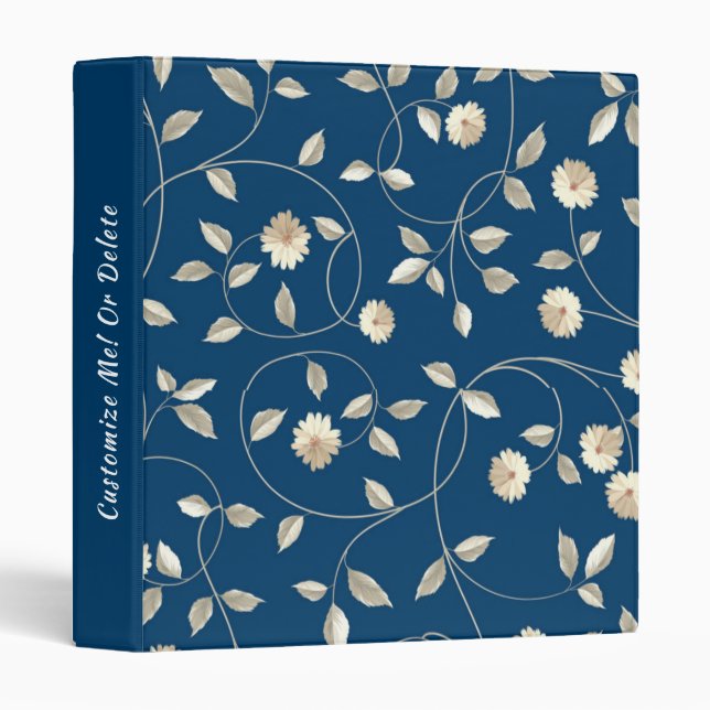 Elegant White Daisies Flower Floral Pattern Binder (Front/Spine)
