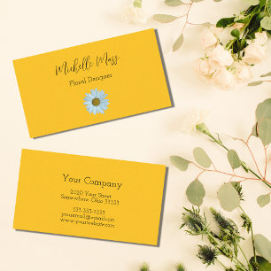 Elegant White Daisy Floral Designer Yellow Business Card