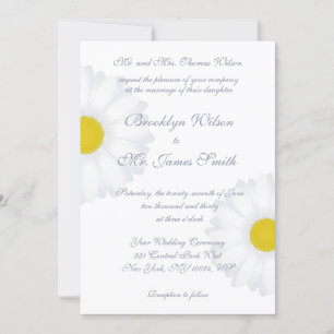 Elegant White Daisy Floral Wedding Invitations