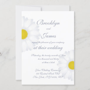 Elegant White Daisy Floral Wedding Invitations