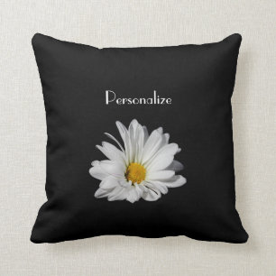 Elegant White Daisy Flower With Name Throw Pillow