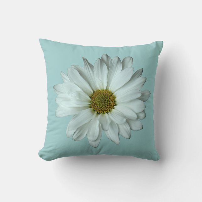 Elegant White Daisy Throw Pillow (Front)