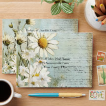 Elegant White Daisy Wedding Envelope