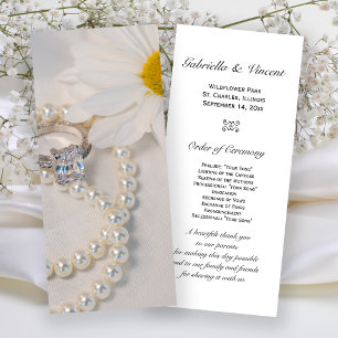 Elegant White Daisy Wedding Program