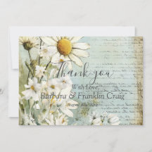 Elegant White Daisy Wedding Thank You