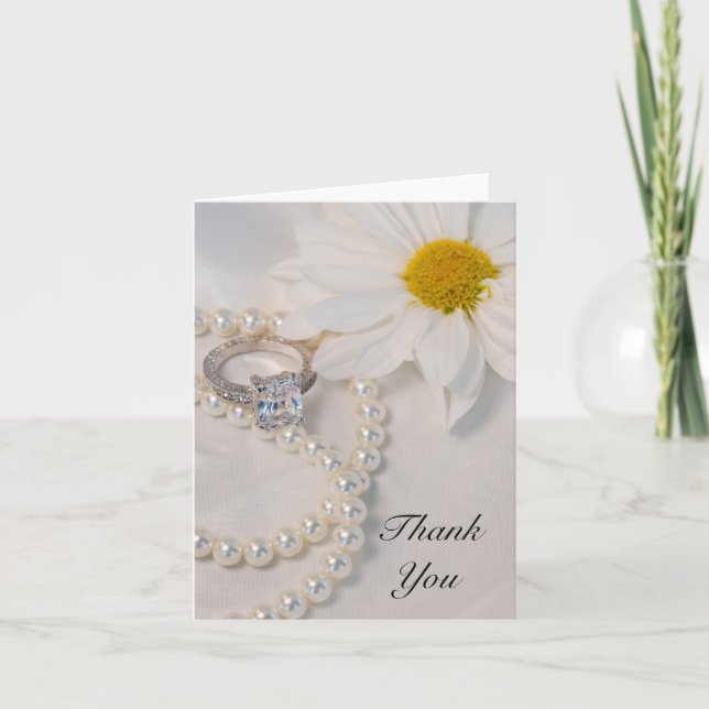 Elegant White Daisy Wedding Thank You Note (Front)