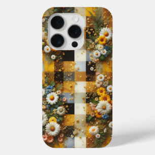 Elegant White Daisy & Yellow Gingham Phone Case 