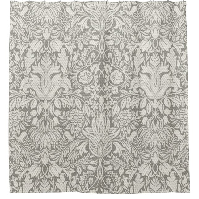 Elegant White Damask Floral Home Decor (Front)