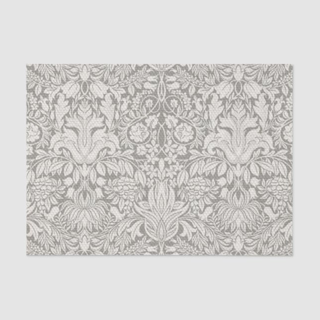 Elegant White Damask Floral Home Decor Tissue Paper (Front)