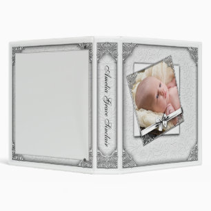 Elegant White Damask Photo Baby Album Binder